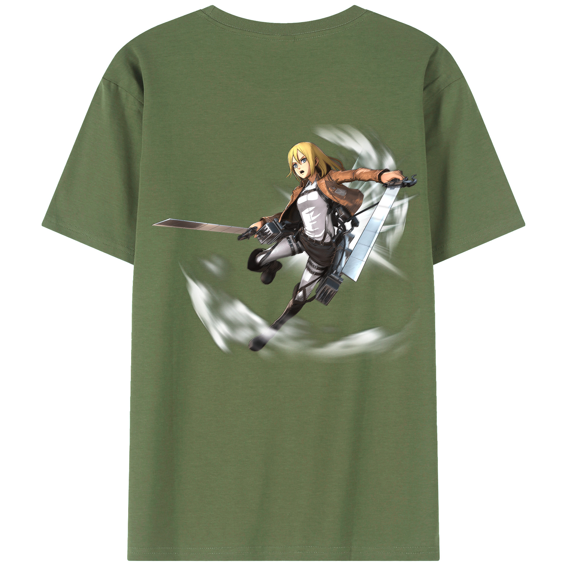 （画像用） 進撃の巨人 クリスタ·レンズ Attack on Titan Christa Lenz 綿100％ メンズ半袖Tシャツ（バックプリント） 通気性